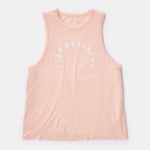 Stay Grateful Muscle Tank in Blush